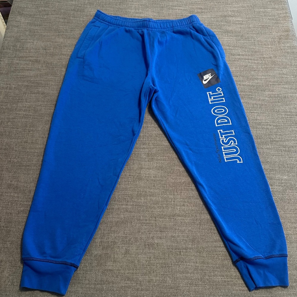 Nike Joggers Men large L Blue Just Do It Sportswear Sweatpants